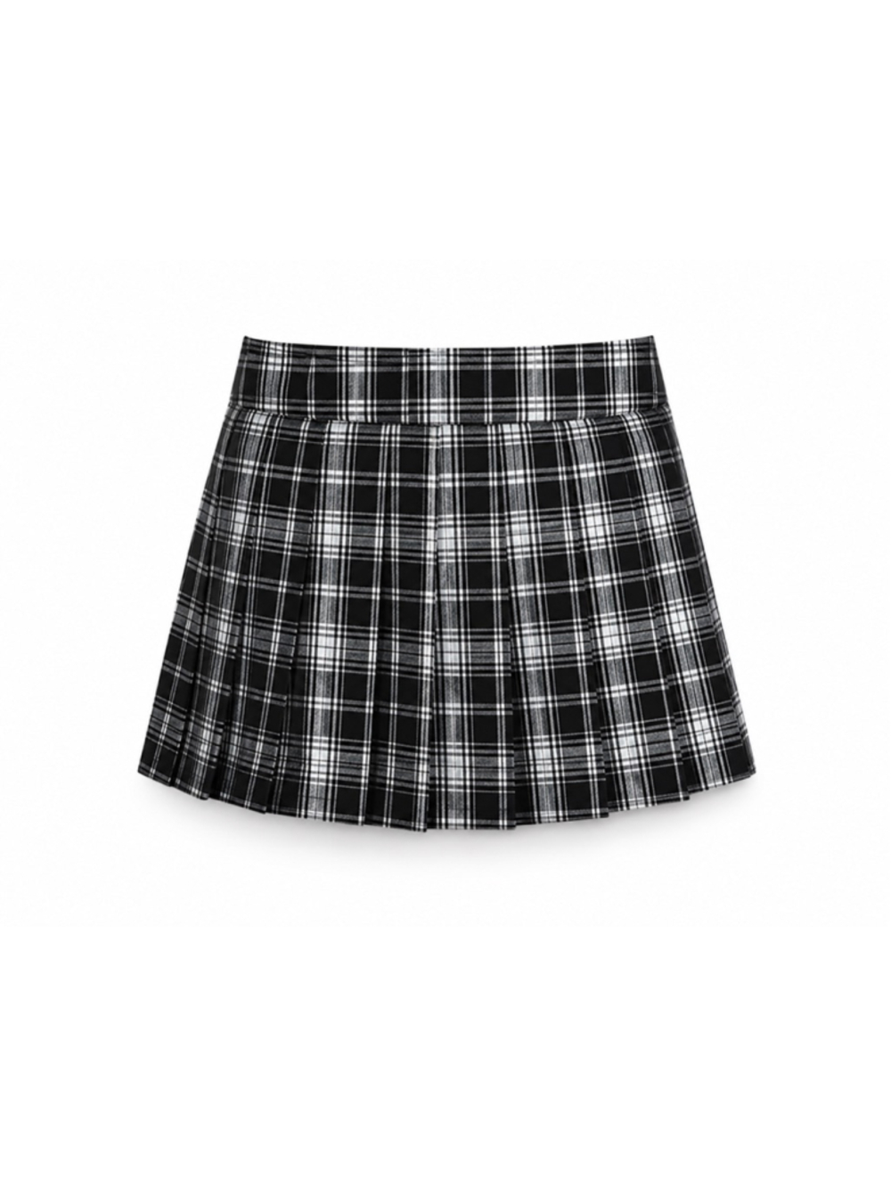 Cider Women’s Plaid Pleated Mini Skirt Black White Size M Preppy Schoolgirl - Picture 1 of 8